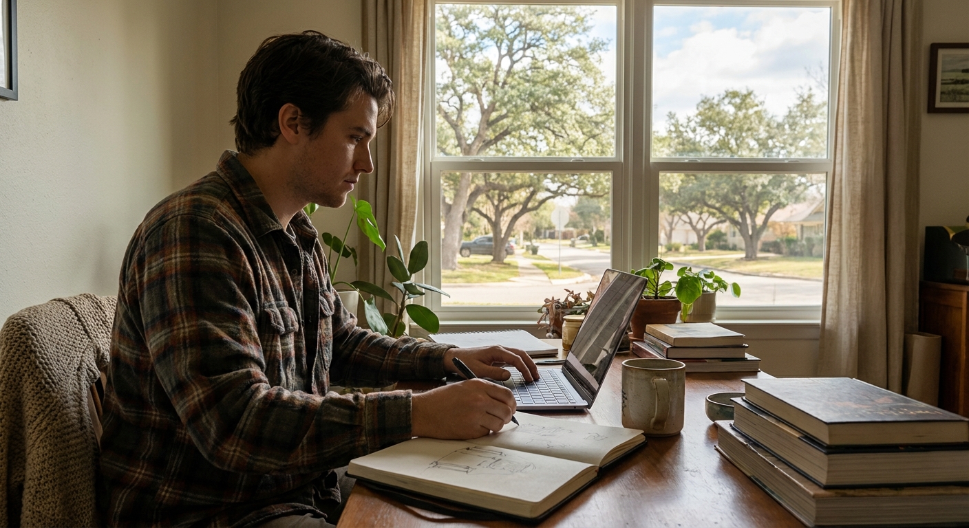 Solo entrepreneur working from home office as an Oklahoma sole proprietor